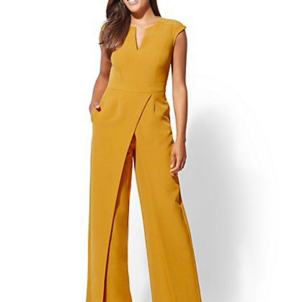 New York & Company Mustard Jumpsuit